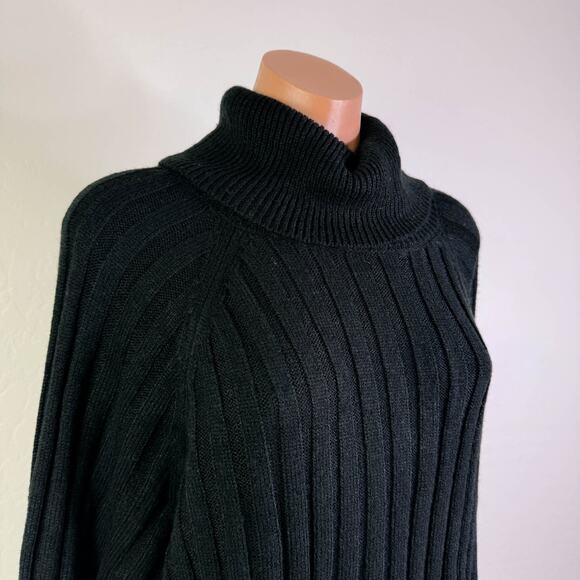 Sanctuary Ribbed Knit Turtleneck Tunic Chunky Sweater Black Cozy Fall sz XXL NWT - Picture 3 of 10